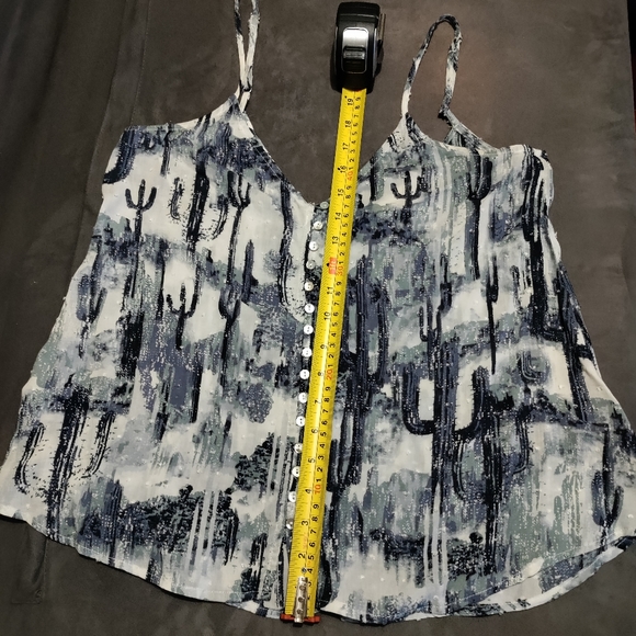 Blue & white camisole tank with buttons, Size S - Picture 7 of 7